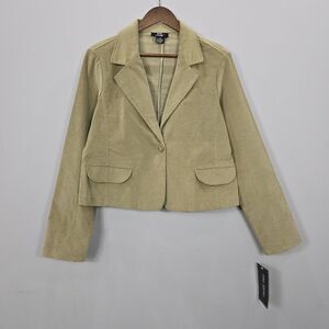 NEW Me Jane‎ Corduroy Blazer Jacket XL Green Short Button Goblincore Y2K 90s NWT